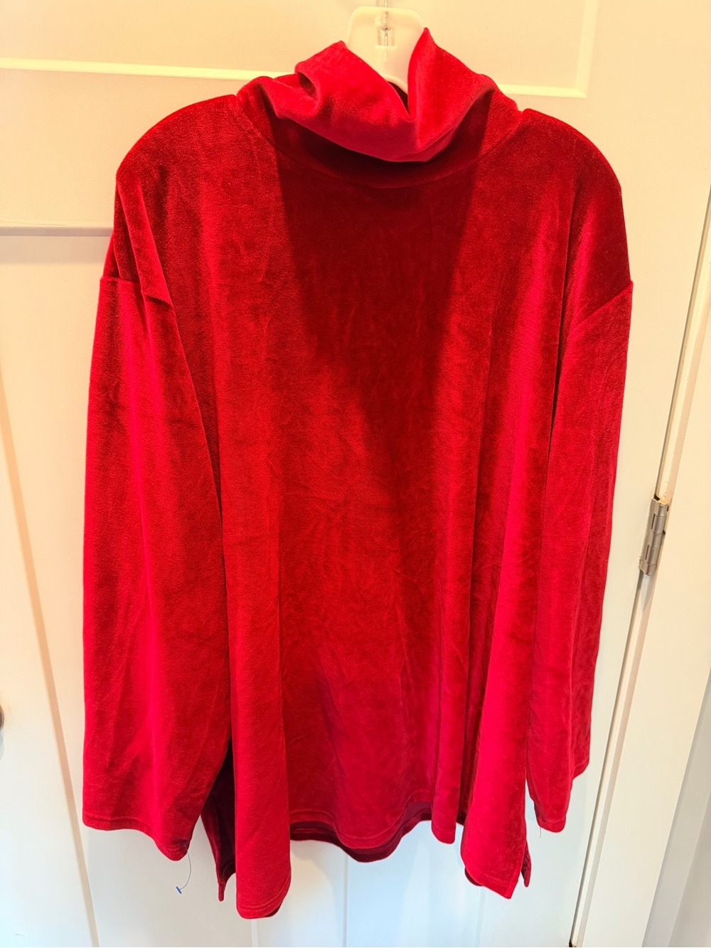 Lane Bryant 22/24 Red Velvet Tunic Cowl Neck Plus Size Holiday Top